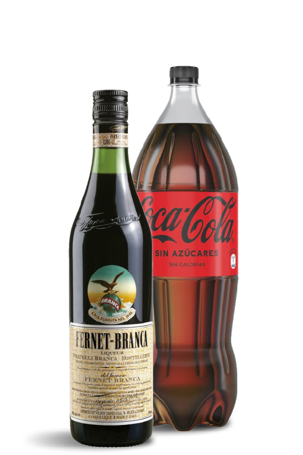 Fernet Branca 750ml + Coca cero azucar 2,25lts $1590